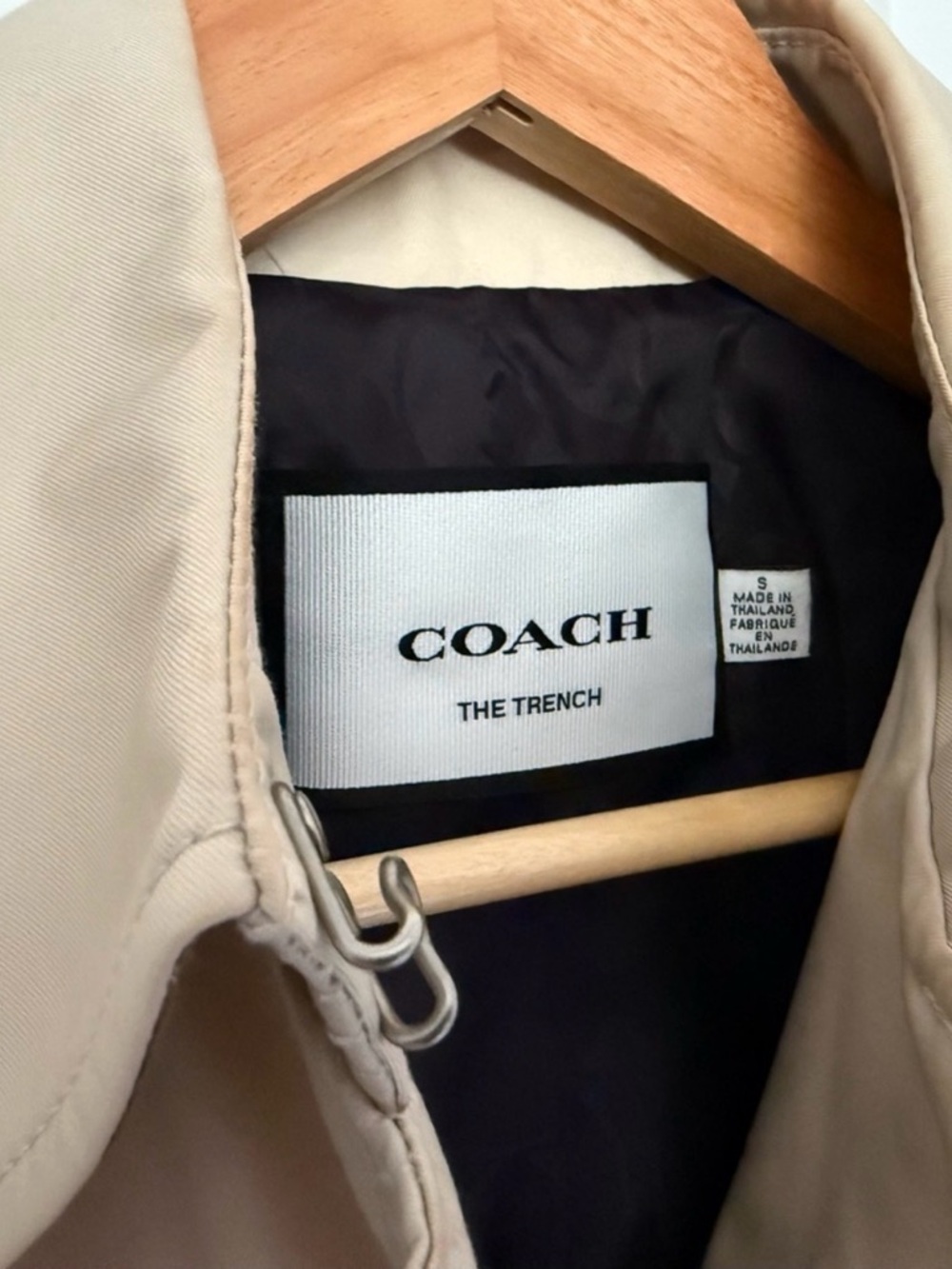Coach Beige Double-Breasted Trench Coat with Belt - Picture 6 of 11